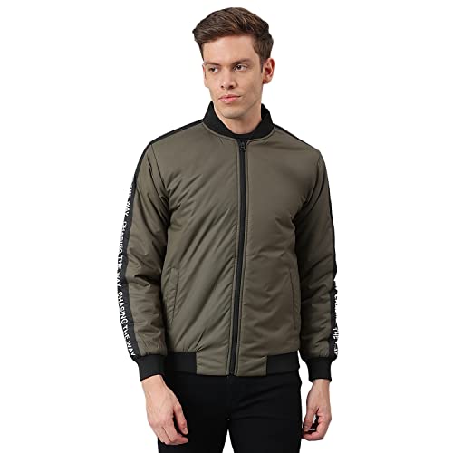 Image of Dennis Lingo Men's Polyester Long length Long Sleeves Bomber Jacket - Mandarin Collar, Welt Pocket, Lightweight, Casual Winterwear