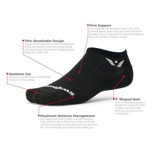 Swiftwick- ASPIRE (3 Pairs) No-Show Running Socks, Cycling Socks, Compression Fit3