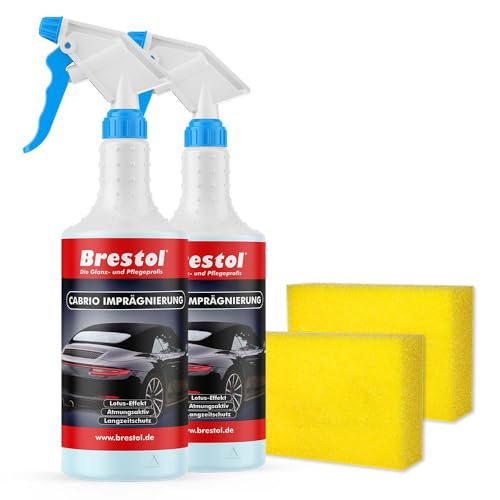 Brestol Imperméabilisant cabriolet - 2 x 750 ml - Éponge de polissage - Imperméabilisation universelle - Imperméabilisation textile