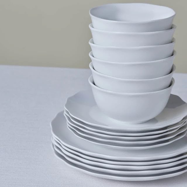 Karaca Rebeca Platinum Serviesset voor 6 personen, 24-delig, premium servies met zilveren rand, rond