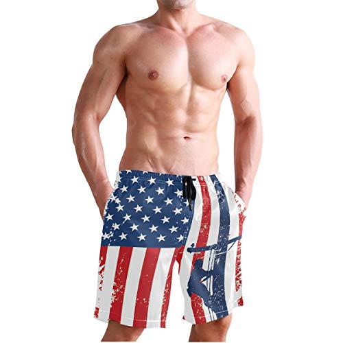 American Flag Lineman Lineworker Swim Trunks Summer Beach Shorts Pockets Boardshorts Men Mesh Lining3