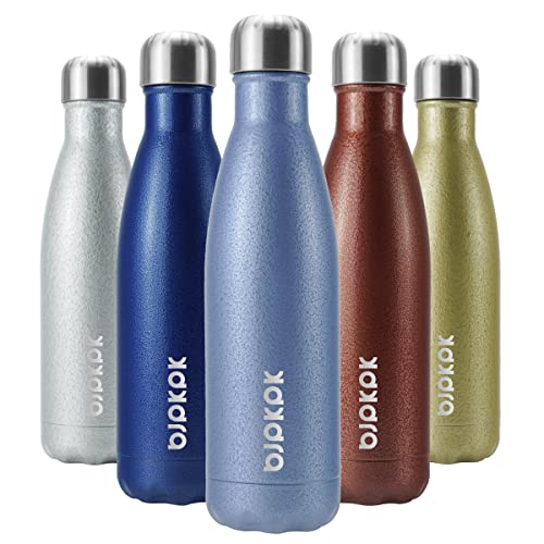 Image of BJPKPK Insulated Water Bottles 17oz, Leak Proof Stainless Steel Water Bottle Keeps Cold for 24 Hours and Hot for 12 Hours, BPA Free,Lake Blue