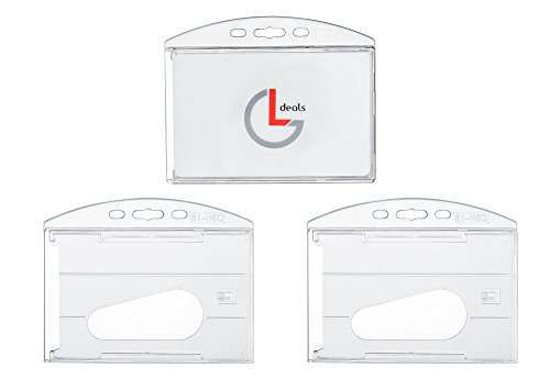 Horizontal Hard Plastic Rigid Card Holder ID Badge Holder Pack of 3