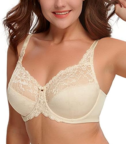 HACI Women’s Full Coverage Lace Floral Bras Unlined Underwire Everyday Minimizer Bra Sexy