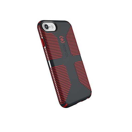 Speck Products CandyShell Grip iPhone SE 2020 Case/iPhone 8/7/6S/6 - Charcoal Grey/Dark Poppy Red