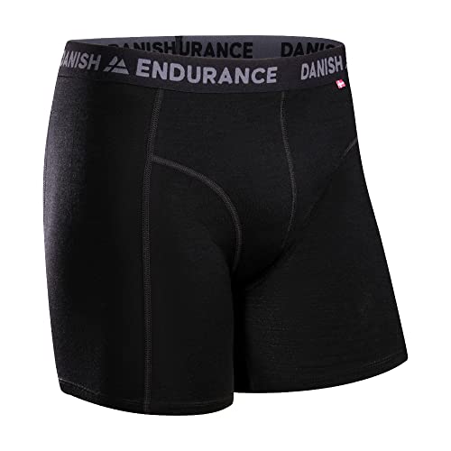 DANISH ENDURANCE Merino Wool Underwear for Men, Wool Base Layer Boxers, Black Melange, 3X-Large