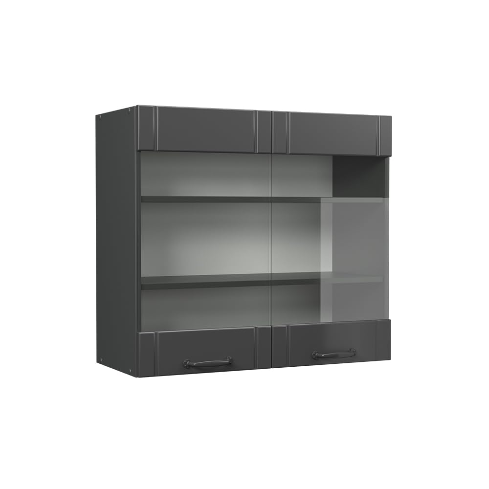 Vicco Glass kitchen cabinet Fame-Line, Dark grey, 80 cm — image 1