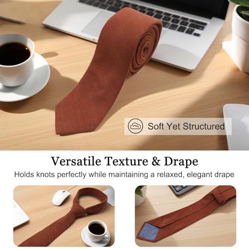 Image of Cotton Ties for Men Solid Color Skinny Tie Mens Necktie for Wedding Graduation Formal Dinner
