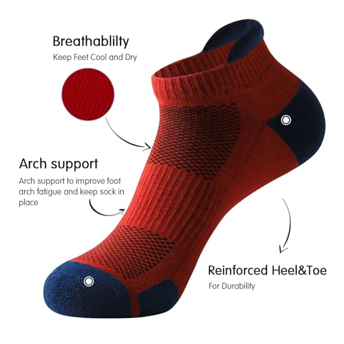 JOYNÉE Mens Ankle Athletic Low Cut Socks for Men Cushioned Running Sports Workout Tab Socks 6 Pairs3