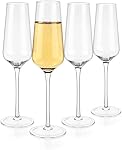 Champagne Crystal Flutes Glasses, Set of 4 - Modern Elegant Sparking Wine Glasses, Hand Blown - Good for Wedding, Anniversary, Christmas - 12oz / 350ml