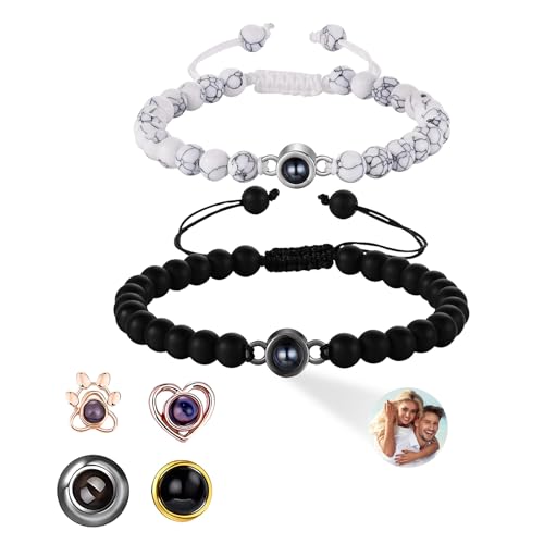 QSZ Pulseras Personalizadas con Foto y Proyección de Imagen en el Interior Pulsera a Medida para Hombres y Mujeres Regalo Ideal para Ser Querido (pulsera con foto personalizada-2)
