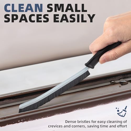 Image of FOOGWEE Hard Bristle Crevice Cleaning Brush - Cleaning Supplies - Grout Cleaning Brushes for Household Use - Crevice Cleaning Tool for Bathroom, Home and Kitchen (5, Black)