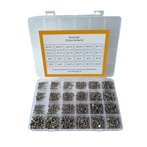 Vis de rechange pour ordinateur portable Easycargo | Assortiment de 1512 pièces M1.4 à M3