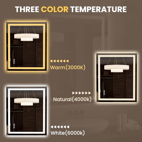 Image of LOAAO 35.4 inchx29.9 inch LED Mirror for Bathroom, Lighted Bathroom Mirror with Lights, Anti-Fog, Dimmable, Memory Function, Clear Reflection