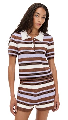 LE BOP Women's Striped Boucle Polo