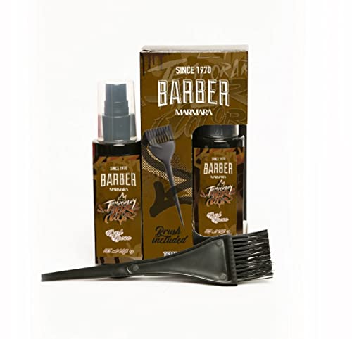 BARBER MARMARA Temporary Hair Color Marrón 125 ml/bigote barba y pelo color/elimina el gris para un aspecto más grueso y completo, libre de amoníaco y peróxido, mezcla lista