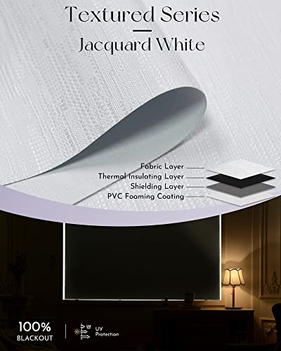 Graywind Motorized Shades 100% Blackout Compatible With Alexa Google Wifi Hardwired Smart Roller Shade Remote Control Automated Blinds, Customized Size (Jacquard White) #TOP4