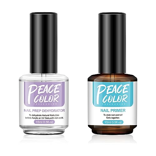 PEACECOLOR Nail Primer und Dehydrator-Set 15ML Nail Primer für Gelnägel und Dehydrator für Nägel Nail Dehydrator für Acrylnägel Gel Gelnägel Nagel Primer UV Gel Set