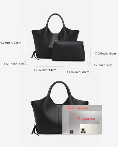 Image of NEWBELLA Women's Hobo Purse - Faux Leather Shoulder Bag & Tote Handbag, Spacious Work Bag for Commute & Daily Use (Black-2)