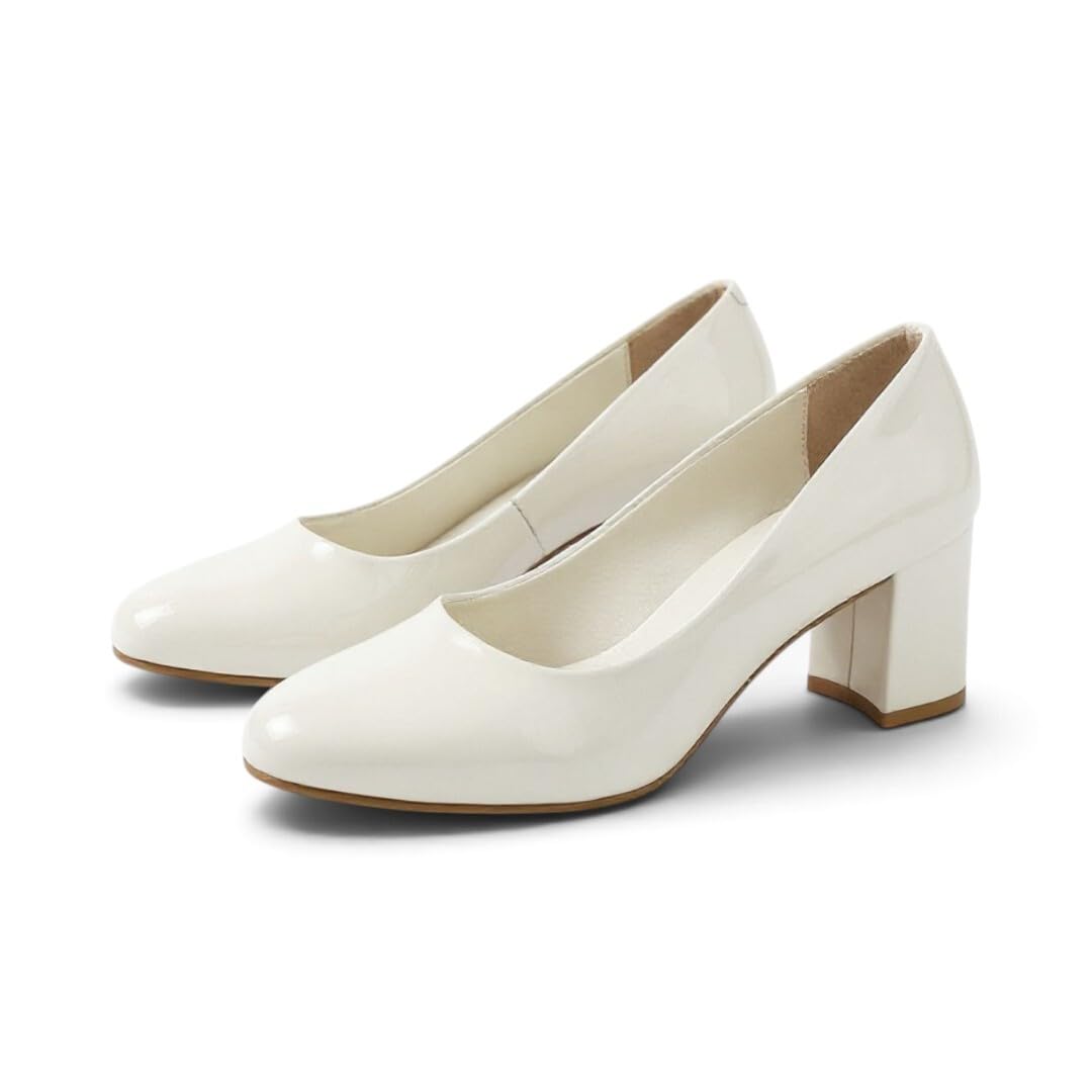 Women's Patent Leather Block Heel Pumps | Closed Toe Office Wear Heels | Slip-On Formal Party Shoes for Women-image-48