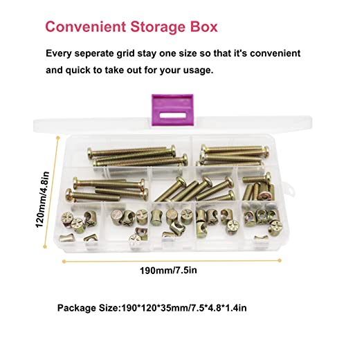 Crib Bolts Replacement Kit, cSeao Zinc Plated M6 Socket Cap Bolt Barrel Nuts Assortment Kit for Cot Chairs Chest Furniture Bed, M6x15mm/25mm/35mm/45mm/55mm
