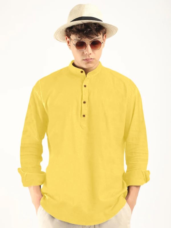 Image of ROYALSCOUT Men's Cotton Blend Full Sleeve Kurta Shirts Pack of 1 Designed for Festive Moments, Cultural Functions, or Casual Gatherings