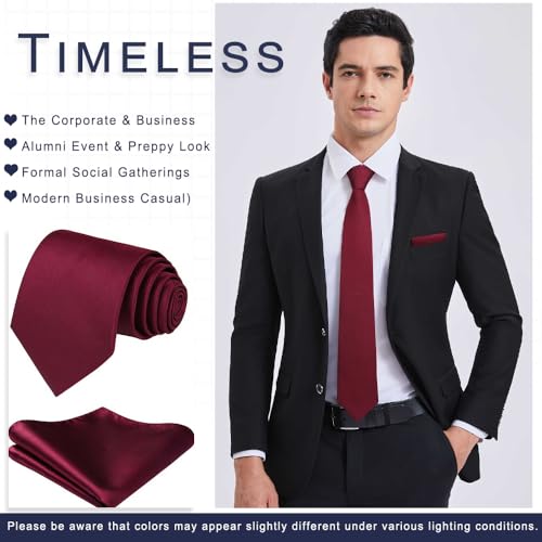 Image of HISDERN Mens Striped Tie and Pocket Square Set Necktie for Men | soft smooth texture, wrinkle-free, neat hand-tied knot, gifting ready, regular 3.4 width, coordinated look, business wedding