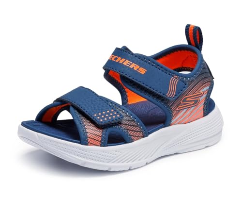 Skechers Chicos Microspec Splash Sandalia, Azul Marino/Naranja, Azul marino y naranja., 8 Toddler
