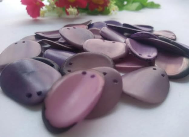 20 Purple Slices Curved Nail Shape from Colombia Rainforest Top drilled Two Holes. Size: 2-2.5 x 2-2.5 cm.
