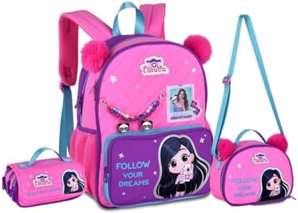 Kit Mochila Costas Luluca Pandinha Lancheira Estojo 2026 Rosa Lul...