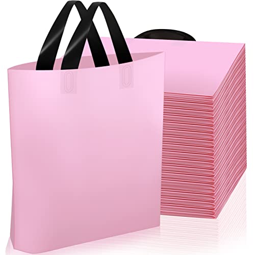 Sac plastique rose givré 23x31 cm avec poignées pour boutique et commerce