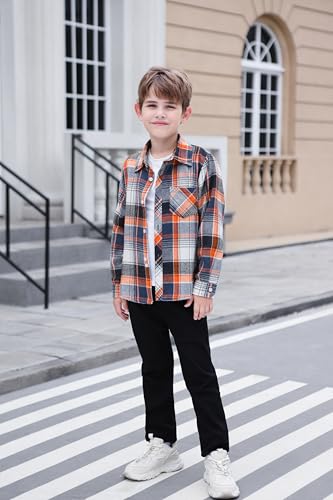 Image of Betusline Boy and Men Button Down Plaid Shirt