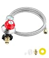 DPB 6FT High Pressure Propane Regulator with Hose, 0-30PSI Adjustable POL Propane Adapter Hose with Gauge Indicator, Propane Line Hose for Burner, Forge, Griddle, Smoker and More
