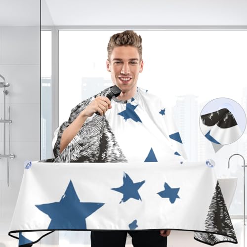 Capa de Barbero ALAZA Cats Azul Estrellas Impermeable 55x65 pulg miniatura 7