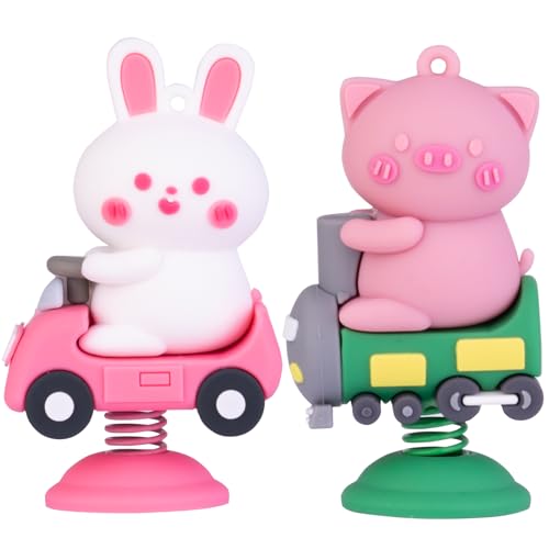 Image of Shaking Bunny Car Dashboard Ornament, 2 Pack Cute Rabbit Car Accessories Dashboard Decorations Car Decor for Car Interior Home Office Desk Ornaments Gifts(T4), JJ029T