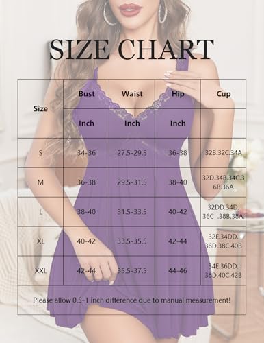 Image of Avidlove Womens Nightgown Sexy Lingerie Sleepwear Lace Chemise Modal Babydoll Slip Nighties