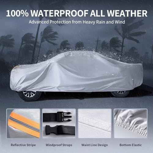 Image of GMC Sierra Truck Cover Custom Fit 2002-2018 Regular Cab Long Bed(8.15') with Door Zipper, 10 Layers Outdoor Heavy Pickup Truck Cover Waterproof All Weather, Wind Dust Sun Protector.