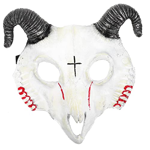 Veemoon Halloween Goat Skull Mask Lightweight Pu Costume Accessory for Cosplay Parties Easy Wear Comfortable Design for Halloween Decorations Animal Cosplay Scream Mask