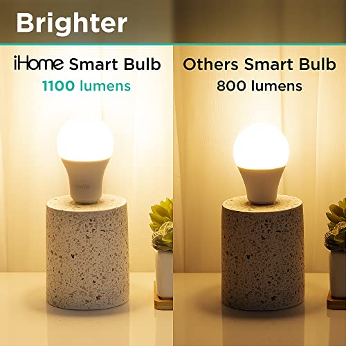 Ihome Spectra Smart White Lights, 1100 Lumens 10W, 75W Equivalent, A19 E26 Tunable And Dimmable Wifi Smart Bulb, No Hub Required, Works With Alexa And Google Home, 4 Pack #TOP3