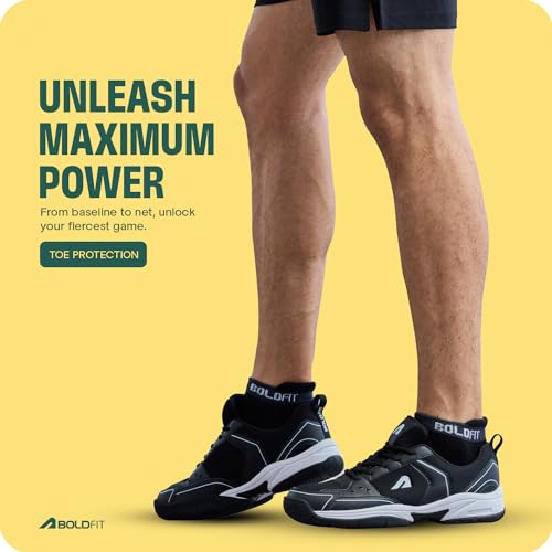 Boldfit Badminton Shoes Shuttle Non Marking Shoes for Badminton Men Light Badminton Shoes for Women & Badminton Shoes Men Breathable Non Marking Shoes for Badminton Anti Skid Pickleball Shoes Black 10 4 41vzbl5ddmL