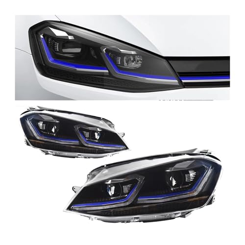 LSSKCFB 1 Pair Auto Parts Compatible For VW Golf 7 MK7 GTI Headlights 2013-2017 Upgrade Golf 7.5 Styling LED DRL Dual Projector Car Accesorios Modified(SLIVER)