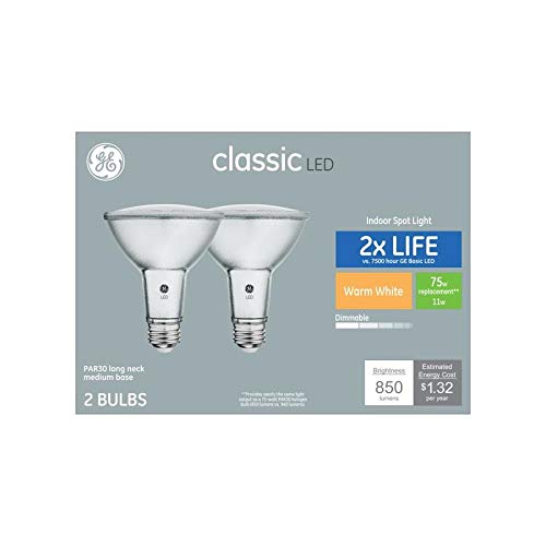 GE Classic 2-Pack 75 W Equivalent Dimmable Spot Warm White Par30 Longneck LED Light Fixture Light Bulbs