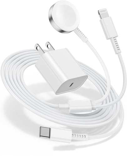 2 in 1 Fast Charging Cable for Apple Watch and iPhone With 20W USB-C Charger - 6FT Cord Compatible With iWatch Series Ultra2/SE/9/8/7/6/5/4, iPhone 14/13/12/11 (White)