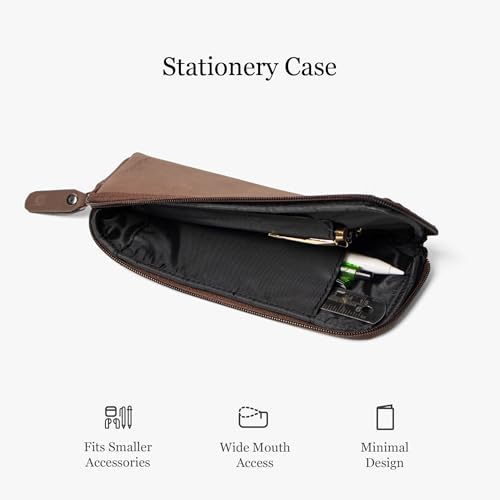 Image of Bellblock Premium Stationery Case & Pencil Pouch | Aesthetic Pencil Case for School /Office | Sleek Portable Pen Organizer | Compact Pen Pouch | Vegan Leather (Brown)