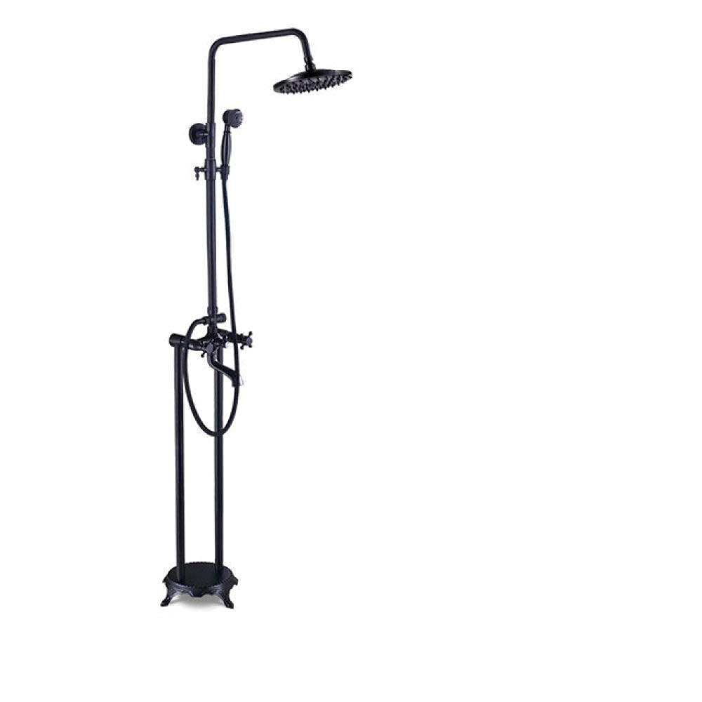 Système de douche complet bronze noir colonne sur pied mitigeur baignoire montage au sol