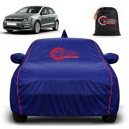 Image of 100% Waterproof Car Cover for Volkswagen Polo 2010-2026 | Heavy-Duty 3-Layer | All-Weather Rain, UV, Sun, Dust & Dirt Protection | Custom Fit with Mirror & Antenna Pockets | Navy Blue