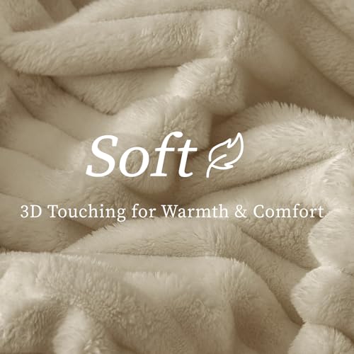 Image of BEDELITE Ribbe Blankets Queen Size for Bed, Linen, 90 inchx90 inch | Ultra-Soft Plush Fleece, Warm Yet Lightweight, Ribbed Texture, Home Decor, Machine Washable, Giftable, All-Season Use