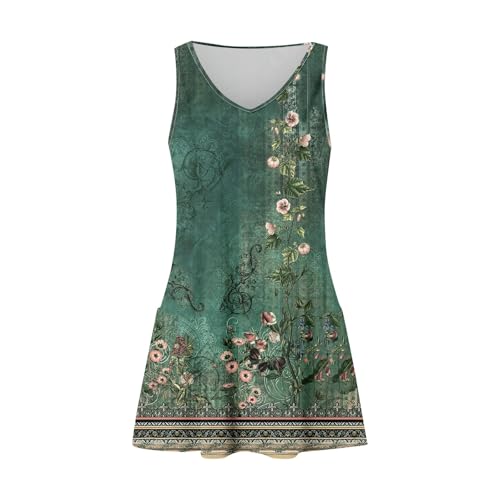 Image of Summer Dresses for Women 2026 Casual V Neck Sleeveless Sundresses Boho Beach Tank Dresses with Pockets