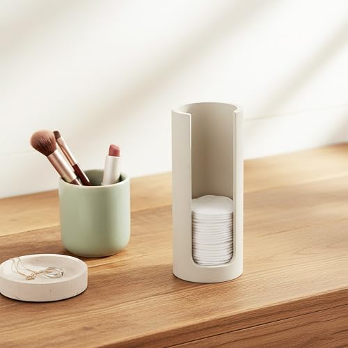 EVIDECO French Home Goods Minimalist Beige Cotton Pad Holder -