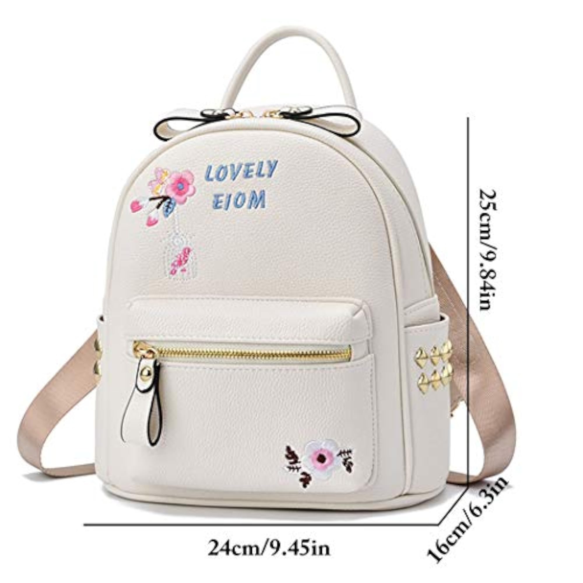 Women's Portable Mini Backpack, Casual Flower Faux Leather